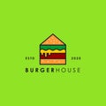 Vector illustration of colorful design of fast food logo Burger House Royalty Free Stock Photo