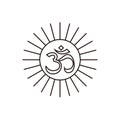 Illustration line art Om Hinduism logo vector shining icon sign Royalty Free Stock Photo