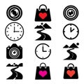 Travel Icon Set Featuring Shopping Bag Mountain Path Watch Camera Royalty Free Stock Photo