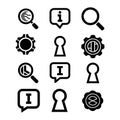 User Interface Icon Set With Keyhole Search Chat Settings Royalty Free Stock Photo