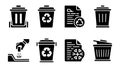 Recycle Bin Icon Set For Waste Management And Sustainability Royalty Free Stock Photo