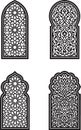 4 set of windows ornate patterns depict intricate islamic geometric designs Royalty Free Stock Photo