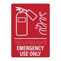 Printable fire extinguisher sign with flame symbol, representing emergency equipment location Royalty Free Stock Photo