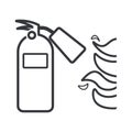 Isolated outline fire extinguisher pictogram with flame symbol, Royalty Free Stock Photo