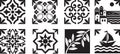 set of mosaic tiles feature intricate, symmetrical patterns, mediteranian style Royalty Free Stock Photo