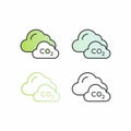 CO2 Carbon Neutral Net Zero Emissions Badge With Cloud Outline Icon Set Royalty Free Stock Photo
