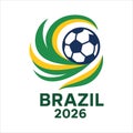 Brazil 2026 Football Logo Vector Abstract Soccer Emblem Green Yellow Swirl Design Royalty Free Stock Photo