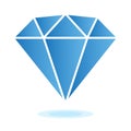 Diamond isolated on white background. Flat vector illustration. Jewelry, gemstone, luxury symbol. Blue diamond icon. Royalty Free Stock Photo