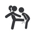 Isolated pictogram showing woman kicking man groin Royalty Free Stock Photo