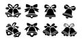 Minimal Christmas Bell Vector Icons, Flat Silhouette Design Pack Royalty Free Stock Photo