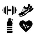 Health and Workout Silhouette Icons, Vector Set of Four Royalty Free Stock Photo