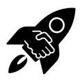 Start-up and Partnership Silhouette Icons, Rocket Handshake Vector Set Royalty Free Stock Photo