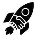 Rocket with Handshake Vector Icon Set, Silhouette Design Collection Royalty Free Stock Photo