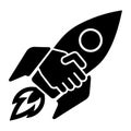Rocket Handshake Icons Collection, Black Vector Silhouette Style Royalty Free Stock Photo