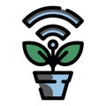 Eco Technology Wifi Signal With Indoor Plant Vector Icon Royalty Free Stock Photo