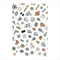 Seamless Sports Doodle Pattern with Sport Equipment Icons Vector Royalty Free Stock Photo