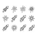Set of Firework and Rocket Icons Royalty Free Stock Photo