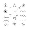 Collection of Black Line Art Sparkle and Geometric Icons on White Background Royalty Free Stock Photo