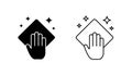 Clean icon concept. Hand wiping surface with a cloth and a sparkle effect icon Royalty Free Stock Photo
