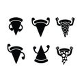 Victory Pizza Arms-Up Silhouette icons. Royalty Free Stock Photo