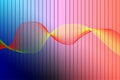 a vibrant gradient background transitioning from blue to pink and red. A central abstract wave design. Royalty Free Stock Photo