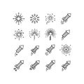 Firework Icons Set: Rockets and Explosions Royalty Free Stock Photo