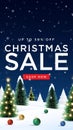 Merry Christmas sale promotion poster banner with product display and festive decoration light background. Royalty Free Stock Photo