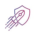 shield stock Rocket icon outline gradient logo design Royalty Free Stock Photo