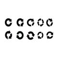 black Circular Arrow Loop With Broken Segment icons. Royalty Free Stock Photo