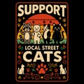 Support Local Street Cats Cute Rescue Cat Illustration Community Animal Design Royalty Free Stock Photo