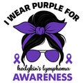 I Wear Purple For Hodgkin\'s Lymphoma Awareness Support Ribbon Illustration Royalty Free Stock Photo