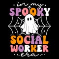 In My Spooky Social Worker Era Cute Ghost Halloween Illustration Design Royalty Free Stock Photo