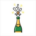 Champagne Bottle Popping Cork Icon Royalty Free Stock Photo