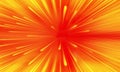 Yellow red rays zoom in motion effect, speed line shiny light. Royalty Free Stock Photo