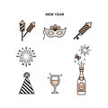 New Year Celebration Icons Set Royalty Free Stock Photo