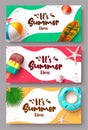 It\'s summer time greeting text in colorful abstract background clip art Royalty Free Stock Photo