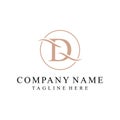 simple letter d serif font text logo design, golden icon vector concept, circle round graphic vector template Royalty Free Stock Photo