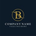 simple letter b serif font text logo design, golden icon vector concept, circle round graphic vector template Royalty Free Stock Photo