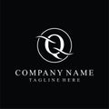 Initial letter q serif font text logo design, golden icon vector concept, circle round graphic vector template Royalty Free Stock Photo