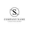 Initial letter s serif font text logo design, golden icon vector concept, circle round graphic vector template Royalty Free Stock Photo