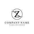Initial letter z serif font text logo design, golden icon vector concept, circle round graphic vector template Royalty Free Stock Photo