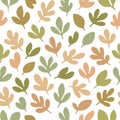 Seamless Autumn Leaf Pattern with Minimal Hand Drawn Botanical Shapes Royalty Free Stock Photo