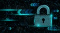 Digital Padlock on Binary Code Background Cybersecurity Concept Royalty Free Stock Photo