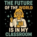The Future Of The World Is In My Classroom Inspirational Teacher Education Quote School Illustration Design Royalty Free Stock Photo