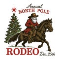 Annual North Pole Rodeo Christmas Santa Cowboy Holiday Western Design Royalty Free Stock Photo
