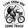 I Can Show You Some Trash Funny Raccoon Bicycle Humor Sarcastic Design Royalty Free Stock Photo