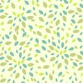 Abstract pattern featuring a symmetrical arrangement of leaf-shaped motifs in varying shades of green and blue Royalty Free Stock Photo