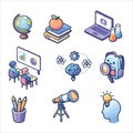 Education and Learning Icons Set â School, Study and Knowledge Illustration Royalty Free Stock Photo