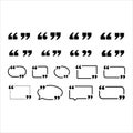 Quotation Marks Icons Set â Quote, Speech Bubble and Text Frame Symbols Royalty Free Stock Photo