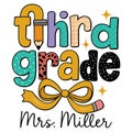 Third Grade Mrs Miller Back To School Teacher Name Classroom Illustration Cute Education Design Royalty Free Stock Photo